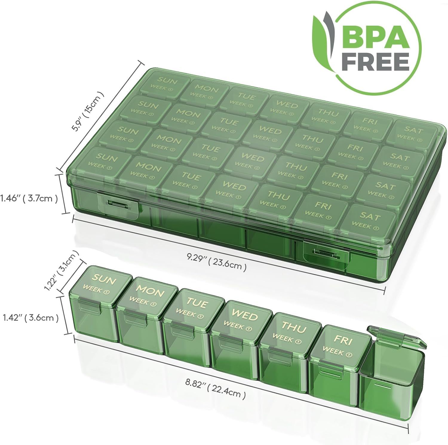 Monthly Pill Organizer, 28 Day Pill Box, 4 Weeks One Month Pill Cases, Large Compartments Medicine Organizer