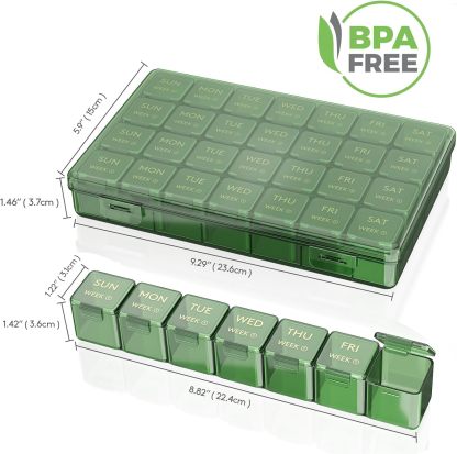 Monthly Pill Organizer, 28 Day Pill Box, 4 Weeks One Month Pill Cases, Large Compartments Medicine Organizer