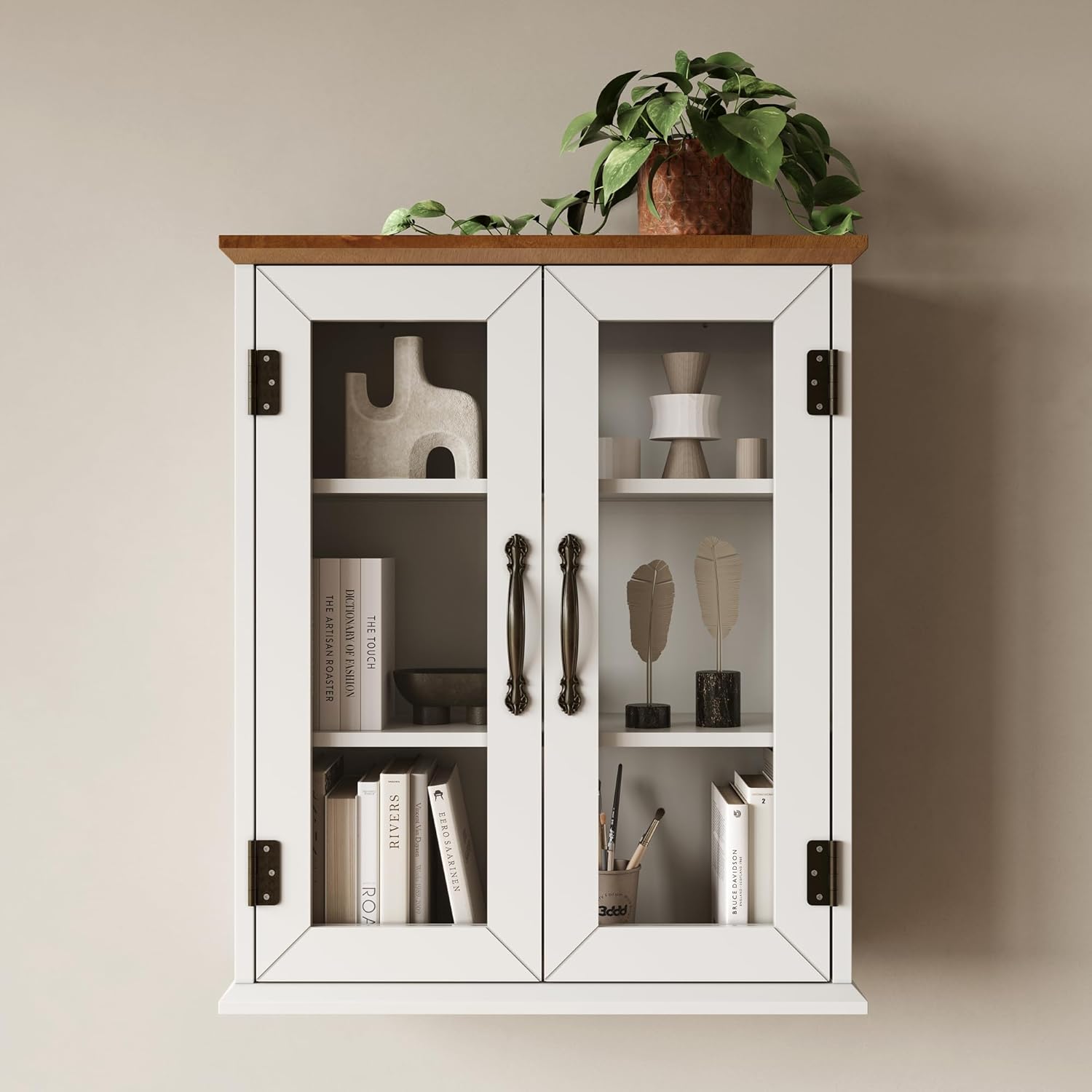 Wood Medicine Cabinet with Acrylic Doors, Bathroom Wall Cabinet with Adjustable Shelves Over The Toilet