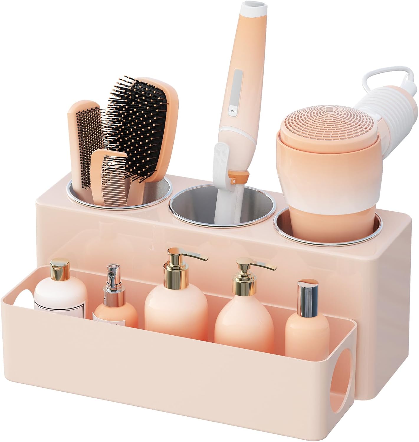 Hair Tool Organizer, Hair Blow Dryer Holder Countertop, Removable Acrylic Hair Brush Storage Stand