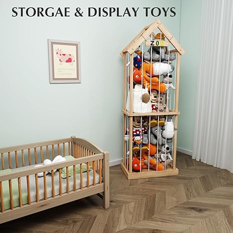 Stuffed Animal Storage Stuffed Animal Zoo Wood Soft Toy Organizer Plush Toy Holder Nursery Room Organizer