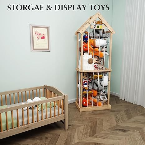 Stuffed Animal Storage Stuffed Animal Zoo Wood Soft Toy Organizer Plush Toy Holder Nursery Room Organizer