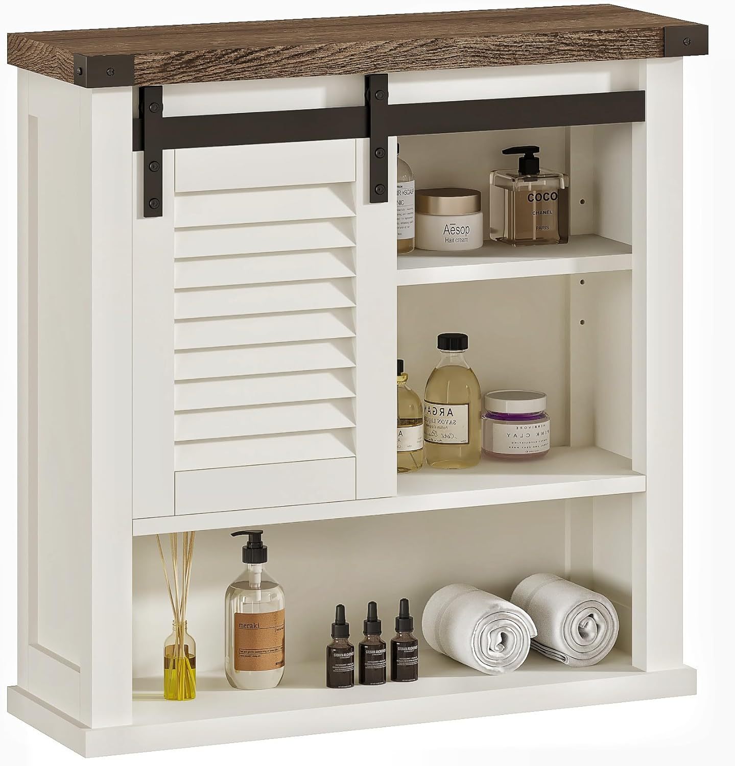 Bathroom Wall Cabinet, Medicine Cabinets for Bathroom with Sliding Barn Door, Decorative Farmhouse Wall Cabinet