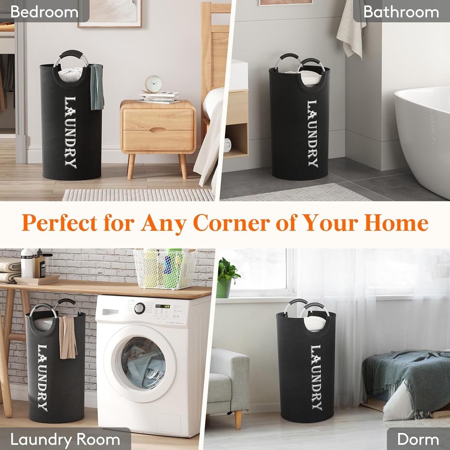 100L 2-Pack Large Laundry Basket, Collapsible Laundry Hamper with Aluminum Handles, Waterproof Freestanding Dirty Clothes Hampers