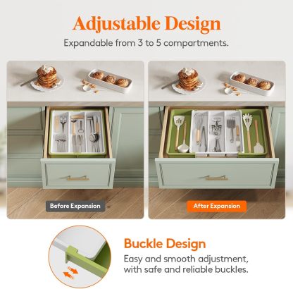 Utensil Organizer for Kitchen Drawers, Expandable Cooking Utensil Tray, Adjustable Cutlery Silverware Flatware Holder