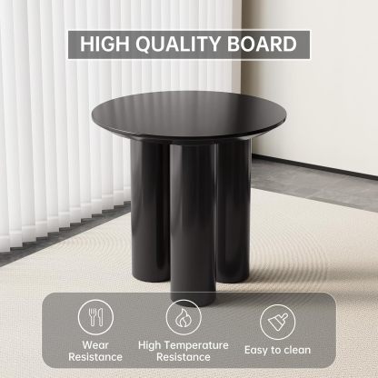 Black Round Kitchen Table for 2, 31.5" Small Modern Dining Room Table wtih 3 Sturdy Legs, 2 Seat Round Dining Table