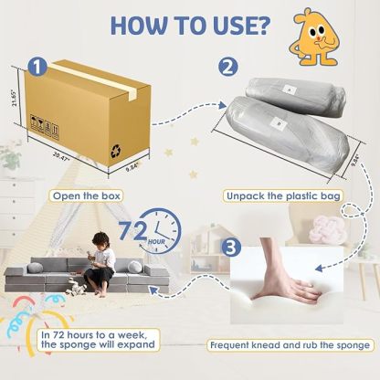 22Pcs Modular Kids Play Couch, 1000+DIY Creativing Playroom Furniture for Kids, Toddler Couch