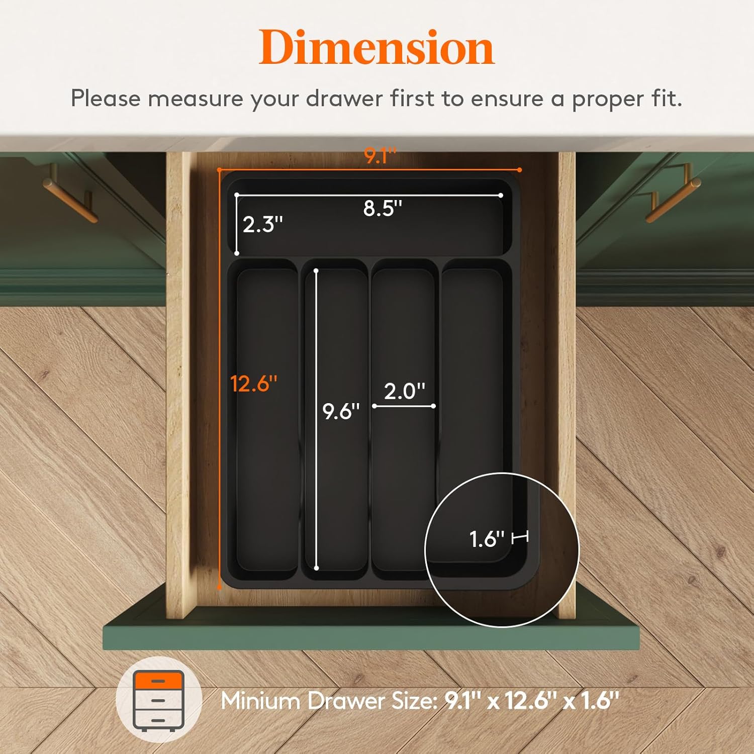 Silverware Drawer Organizer Tray, Plastic Cutlery Storage for Kitchen Drawer, Flatware and Utensil Holder Divider