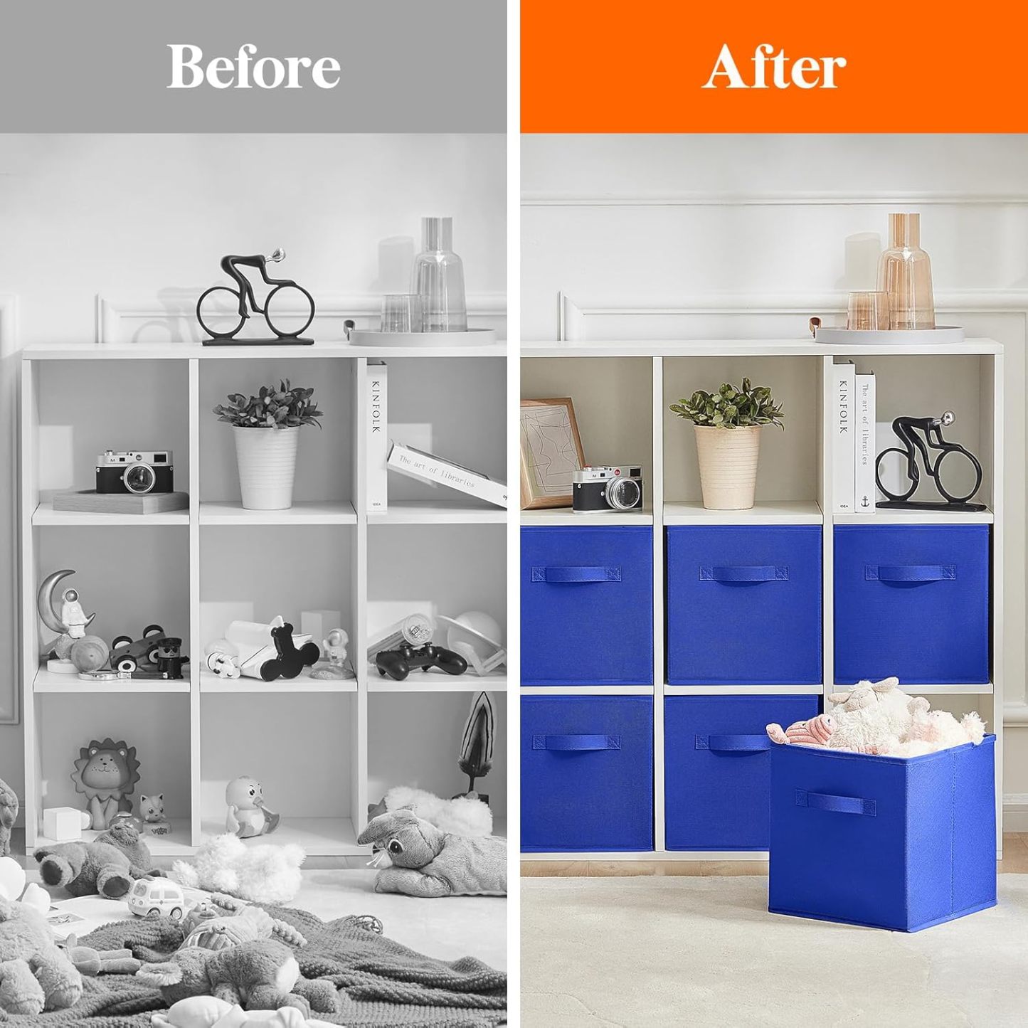 11 Inch Cube Storage Bins, Storage Cubes Foldable Medium Decorative Fabric Storage Baskets