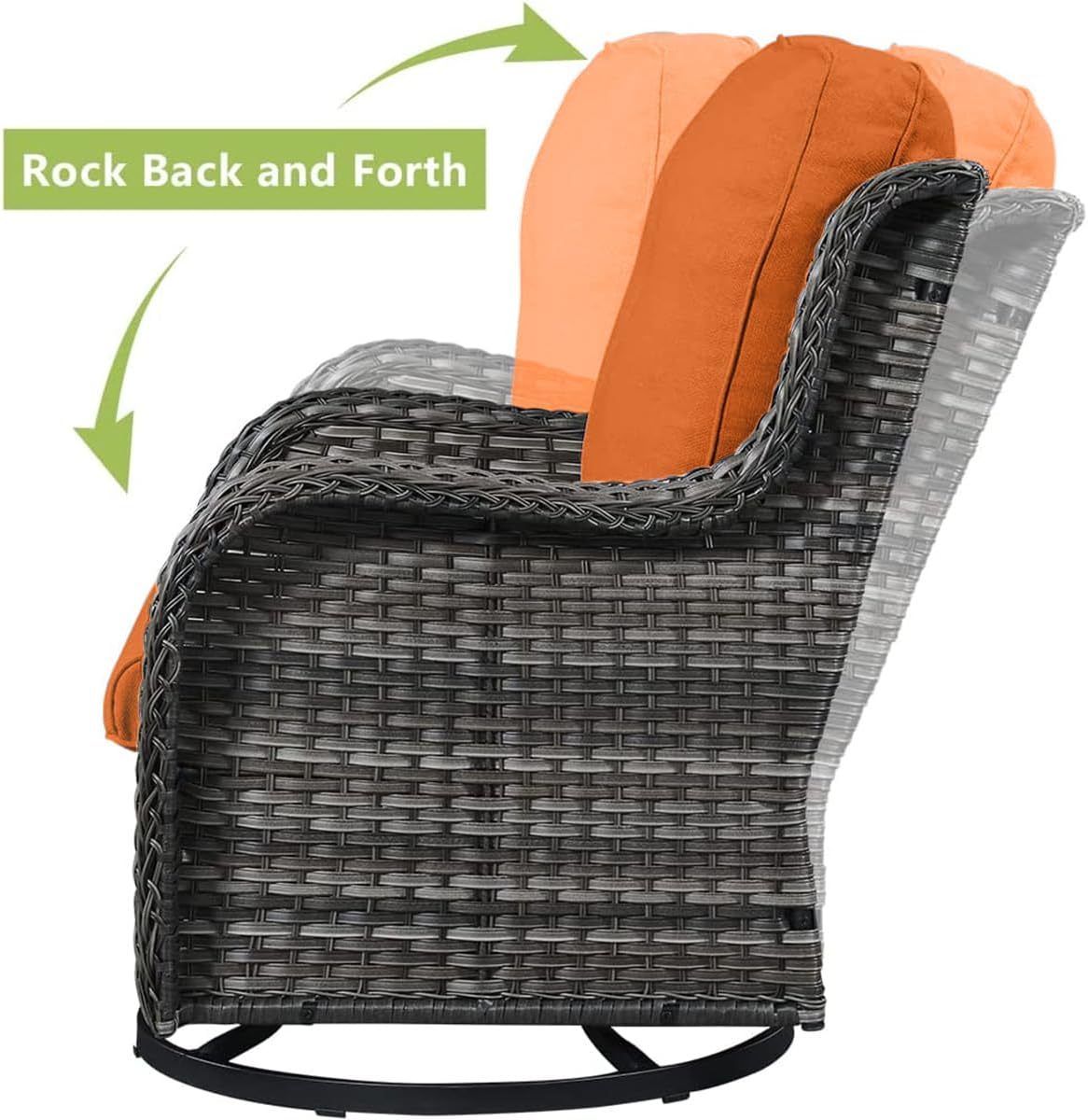 Outdoor Swivel Rocker Wicker Patio Chairs Set of 2