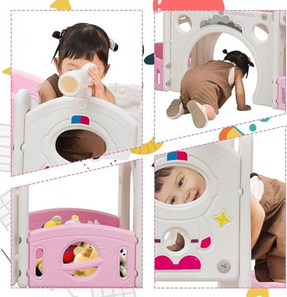 9-in-1 Castle Amusement Playground Playhouse, Indoor Outdoor Playset for Toddlers Age 1-3