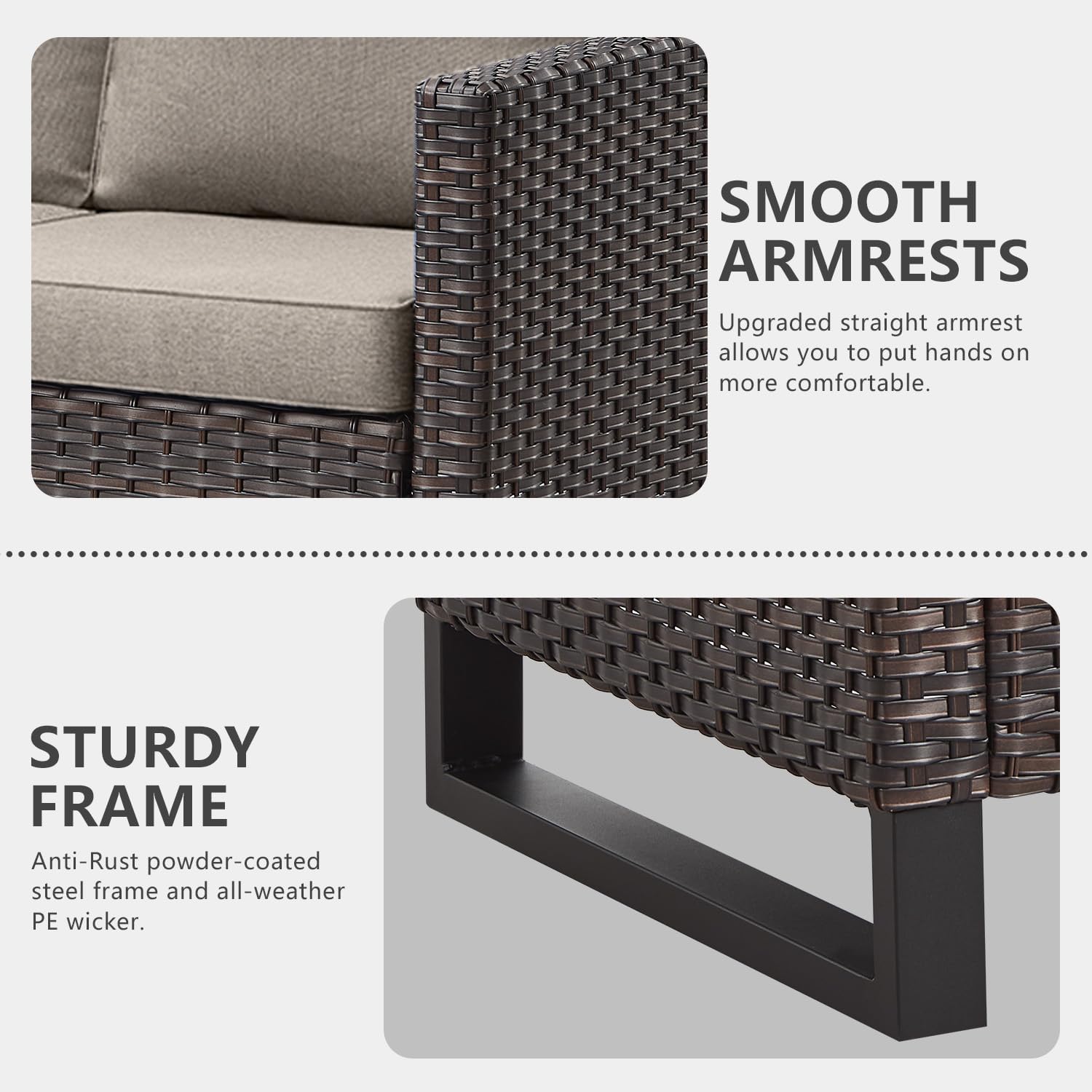 3-Piece Patio Swivel Chairs,PE Wicker Outdoor Rocking Chairs Bistro Set with Side Table Porch Balcony Furniture with Cushions