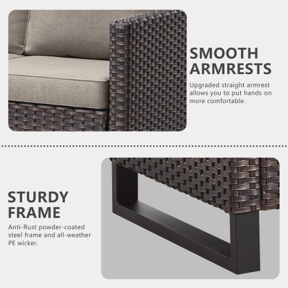 3-Piece Patio Swivel Chairs,PE Wicker Outdoor Rocking Chairs Bistro Set with Side Table Porch Balcony Furniture with Cushions