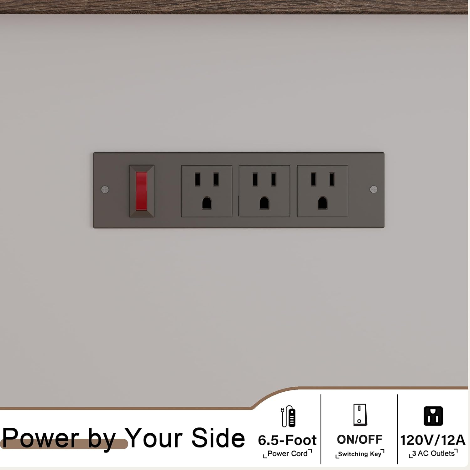 Farmhouse Console Table with Charging Station, 35.4 L x 17.7 D x 31.49 H Coffee Bar Cabinet with Storage