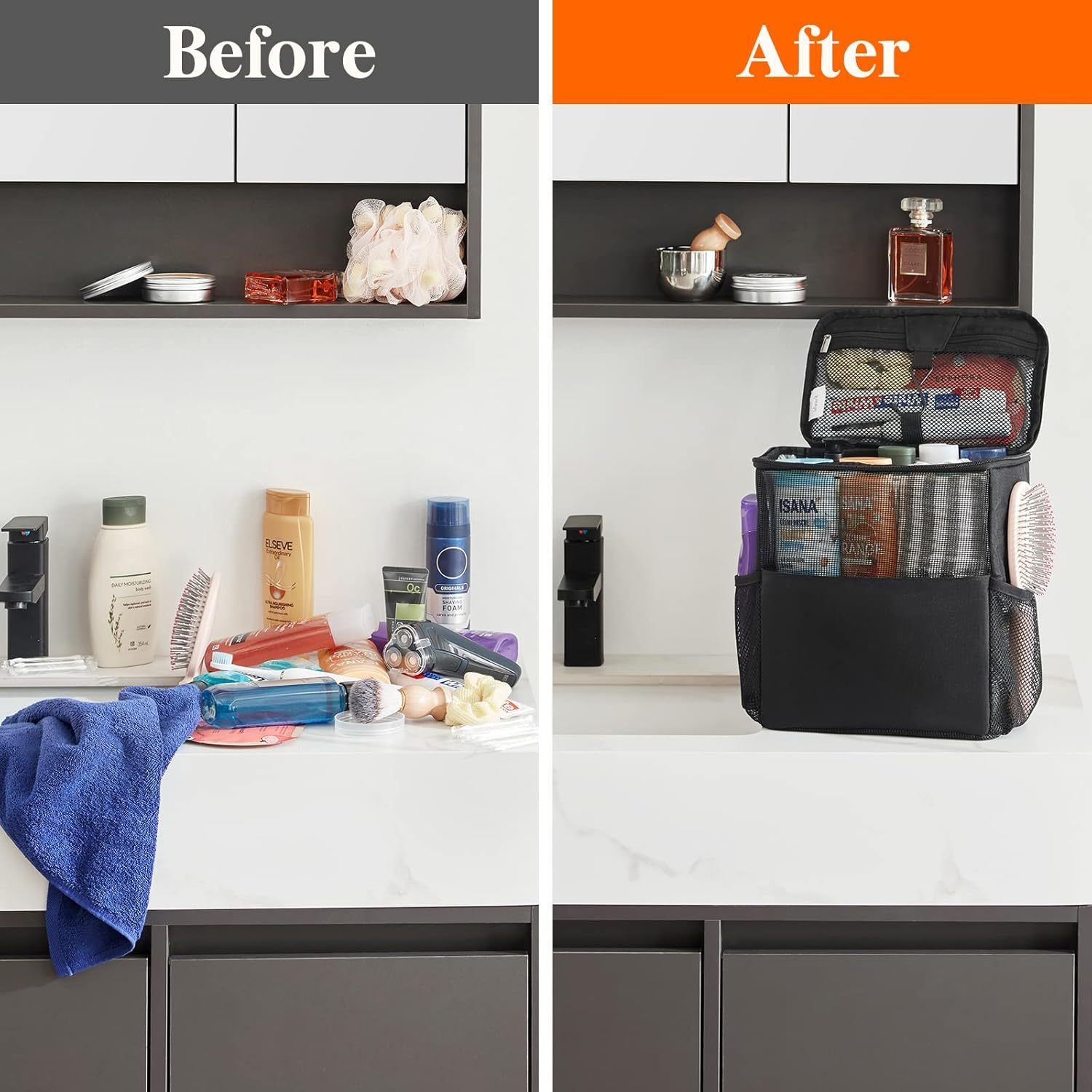 Shower Bag Mesh Shower Caddy Portable College Dorm Room Essentials Tote Bag for Bathroom