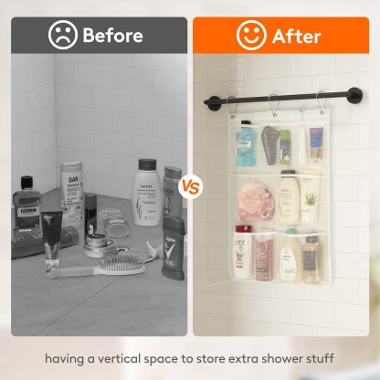 Mesh Shower Caddy, 7 Pockets Hanging Shower Organizer with Quick Drying Mesh, Portable Space Saving Bathroom Organizer to Hold Soap