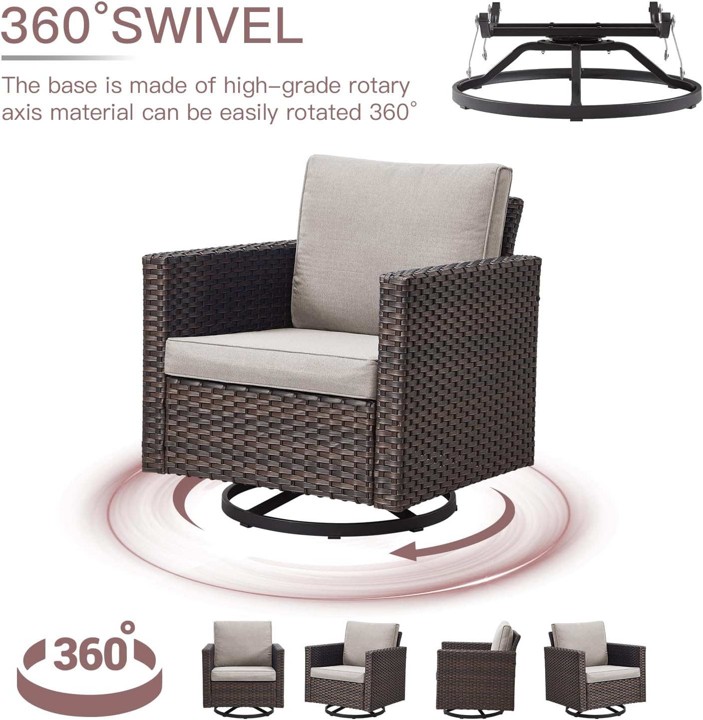 11 Pieces Outdoor Furniture Set,Outdoor Half-Moon Sectional Couches Swivel Patio Chairs with Ottomans Coffee Table,All Weather PE Wicker Patio Conversation Sets