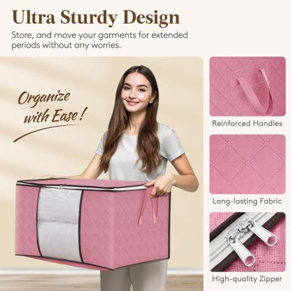 6 Pack Clothes Storage, Foldable Storage and Organization, Storage Bins with Lids, Blanket Storage with Clear Window