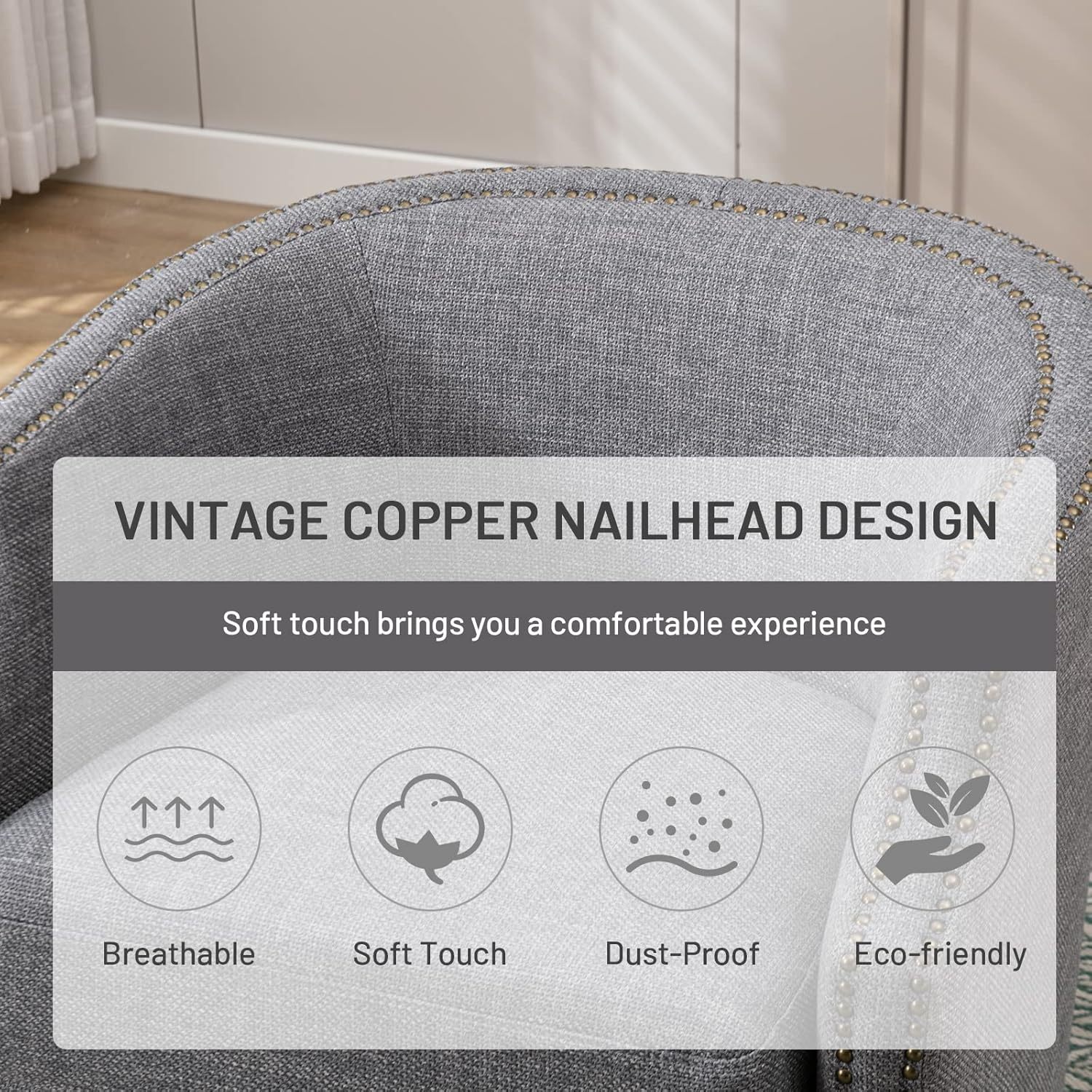 Modern Swivel Accent Chair, Upholstered Barrel Armchair with Swivel Base, Club Round Chair