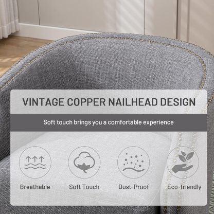 Modern Swivel Accent Chair, Upholstered Barrel Armchair with Swivel Base, Club Round Chair