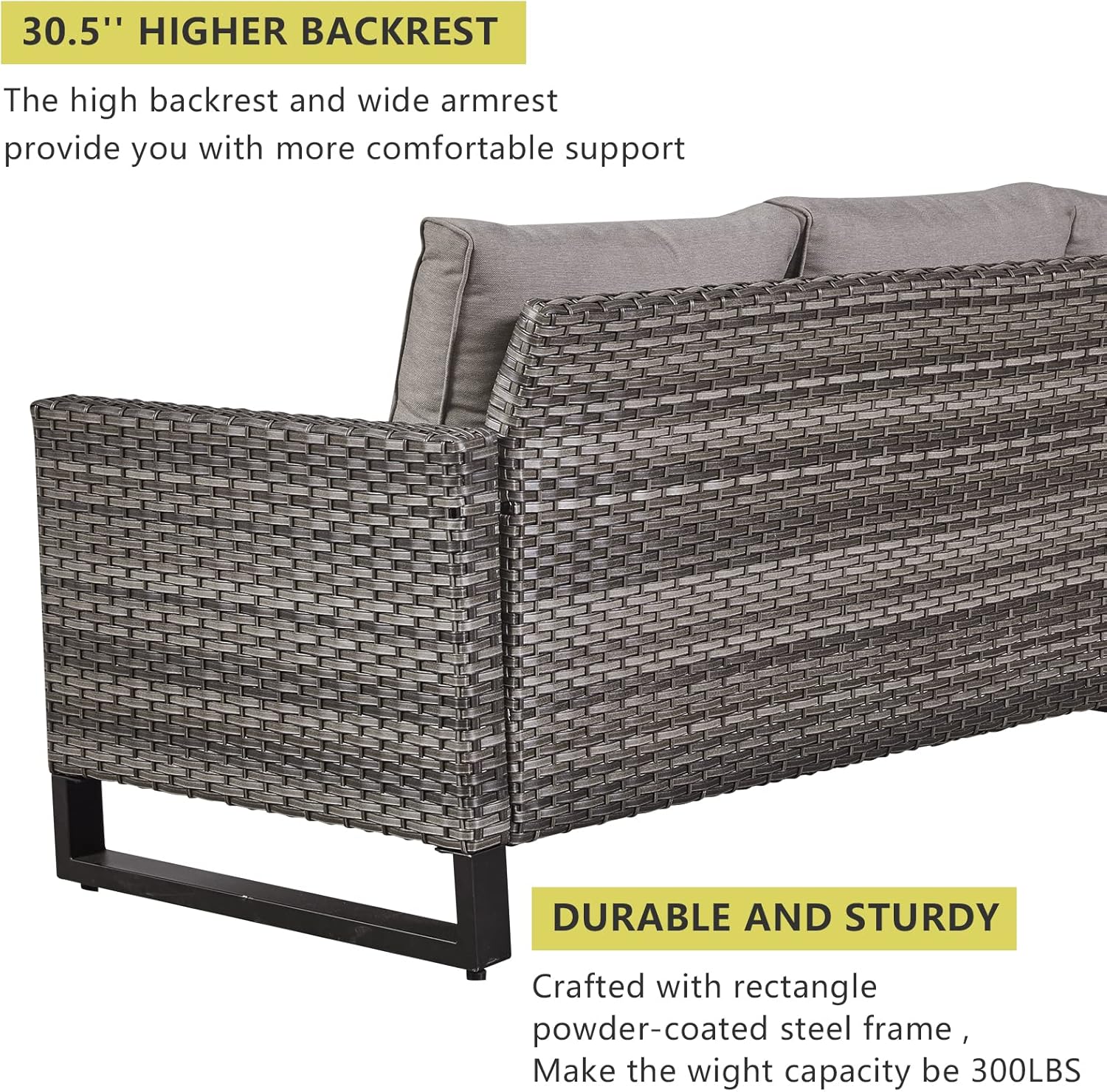 7 Piece Patio Furniture Set Outdoor Sectional Sofa,High Back Patio Swivel Rocker Chairs with Ottomans Coffee Table for Porch