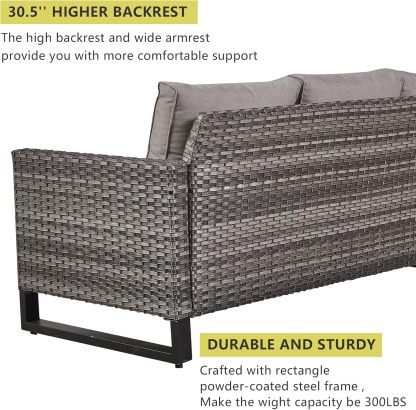 7 Piece Patio Furniture Set Outdoor Sectional Sofa,High Back Patio Swivel Rocker Chairs with Ottomans Coffee Table for Porch