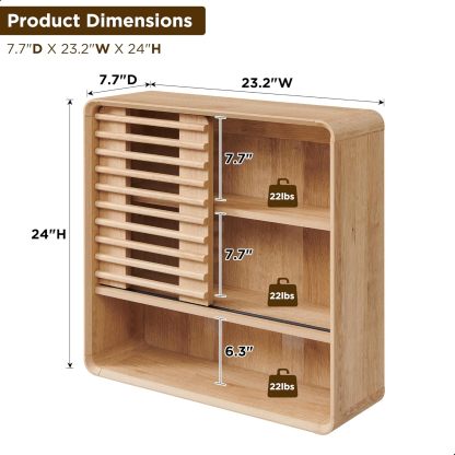 Bathroom Wall Cabinet, Mid-Century Medicine Cabinet with Slatted Sliding Door, Adjustable Shelf & Curved Edges