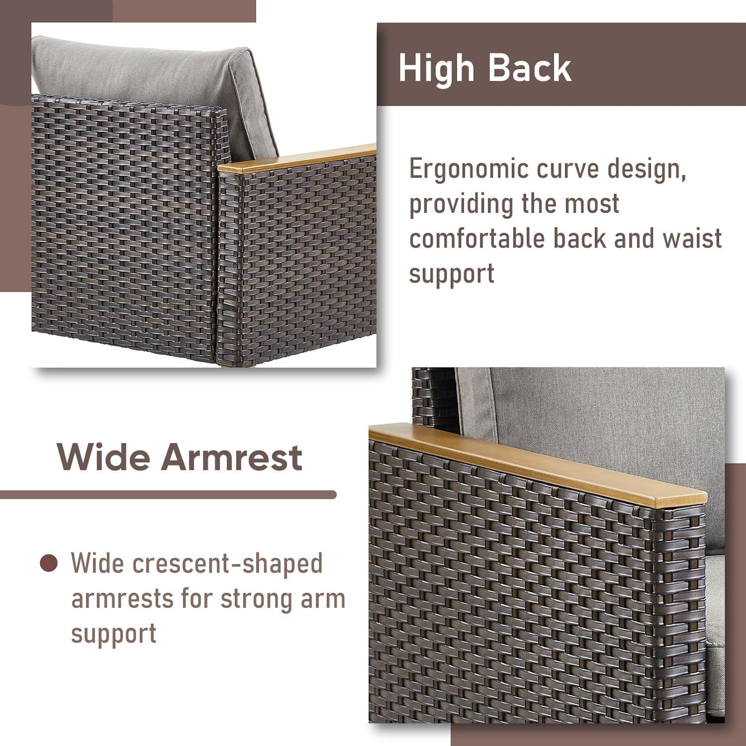 8 Pieces Patio Furniture Set,Outdoor Modular Sectional Couch Swivel Rocking Chairs with Ottomans,All Weather PE Wicker Wide Armrest for Garden Porch Backyard