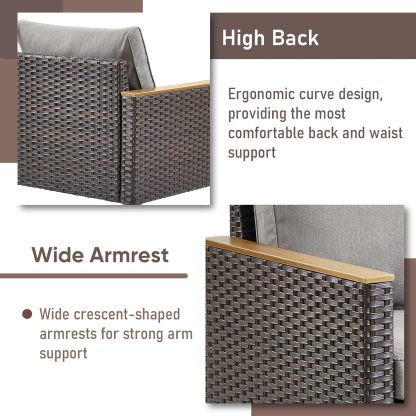 8 Pieces Patio Furniture Set,Outdoor Modular Sectional Couch Swivel Rocking Chairs with Ottomans,All Weather PE Wicker Wide Armrest for Garden Porch Backyard