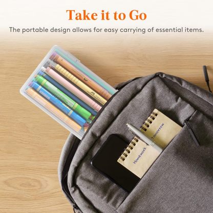 Plastic Pencil Box with Snap-tight Lid, Large Capacity Hard Pencil Case, Craft organizer for Art Supply,Office, 4 Pack