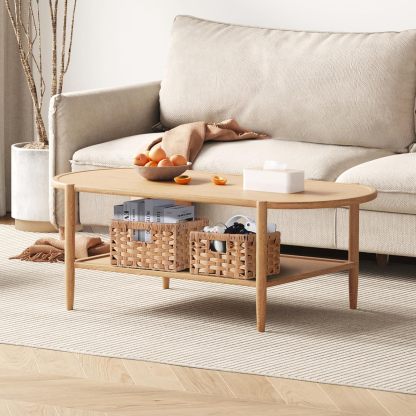 Handwoven PP Wicker Storage Basket, Waterproof Imitation Rattan Basket with Built-in Handles