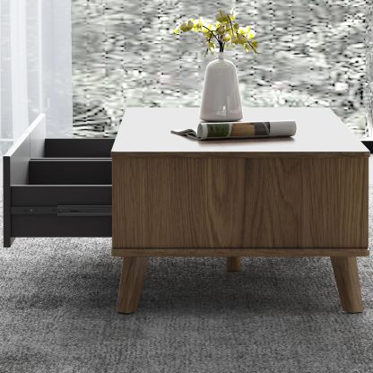 Modern Coffee Table Set, 43.3" White Oval Coffee Table