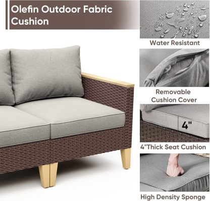 8 Pieces Patio Furniture Set,Outdoor Modular Sectional Couch Swivel Rocking Chairs with Ottomans,All Weather PE Wicker Wide Armrest for Garden Porch Backyard