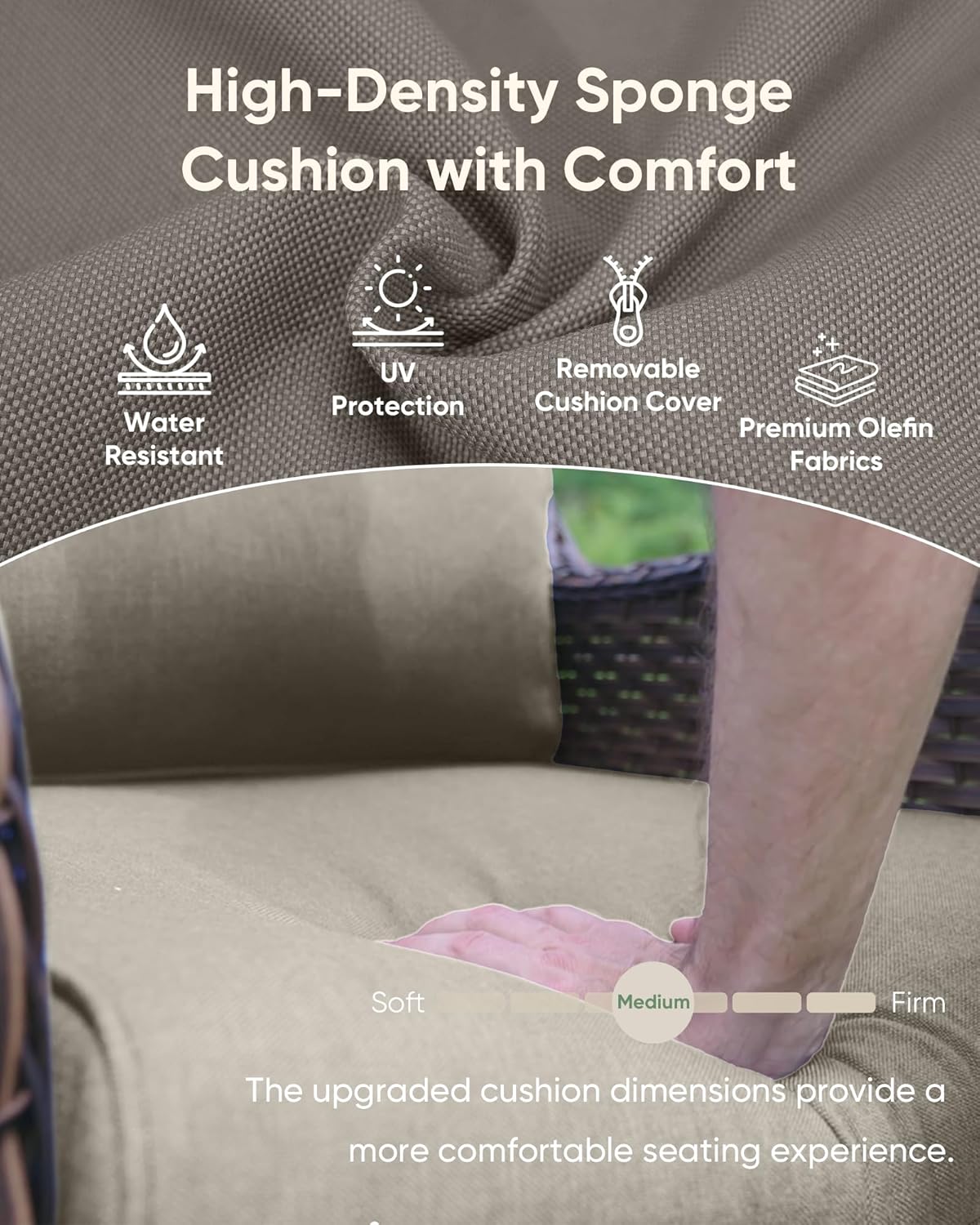 4-Piece Patio Furniture Set with Fire Pit Table Wicker Outdoor Swivel Rocker Patio Chairs High Back Loveseat Conversation Set for Porch