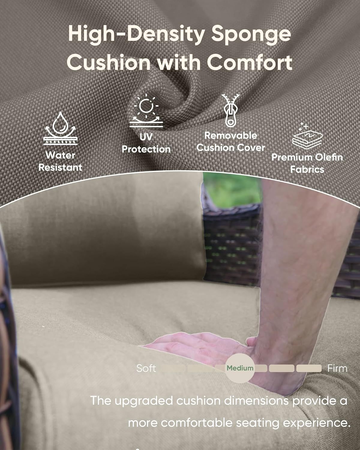 4-Piece Patio Furniture Set with Fire Pit Table Wicker Outdoor Swivel Rocker Patio Chairs High Back Loveseat Conversation Set for Porch