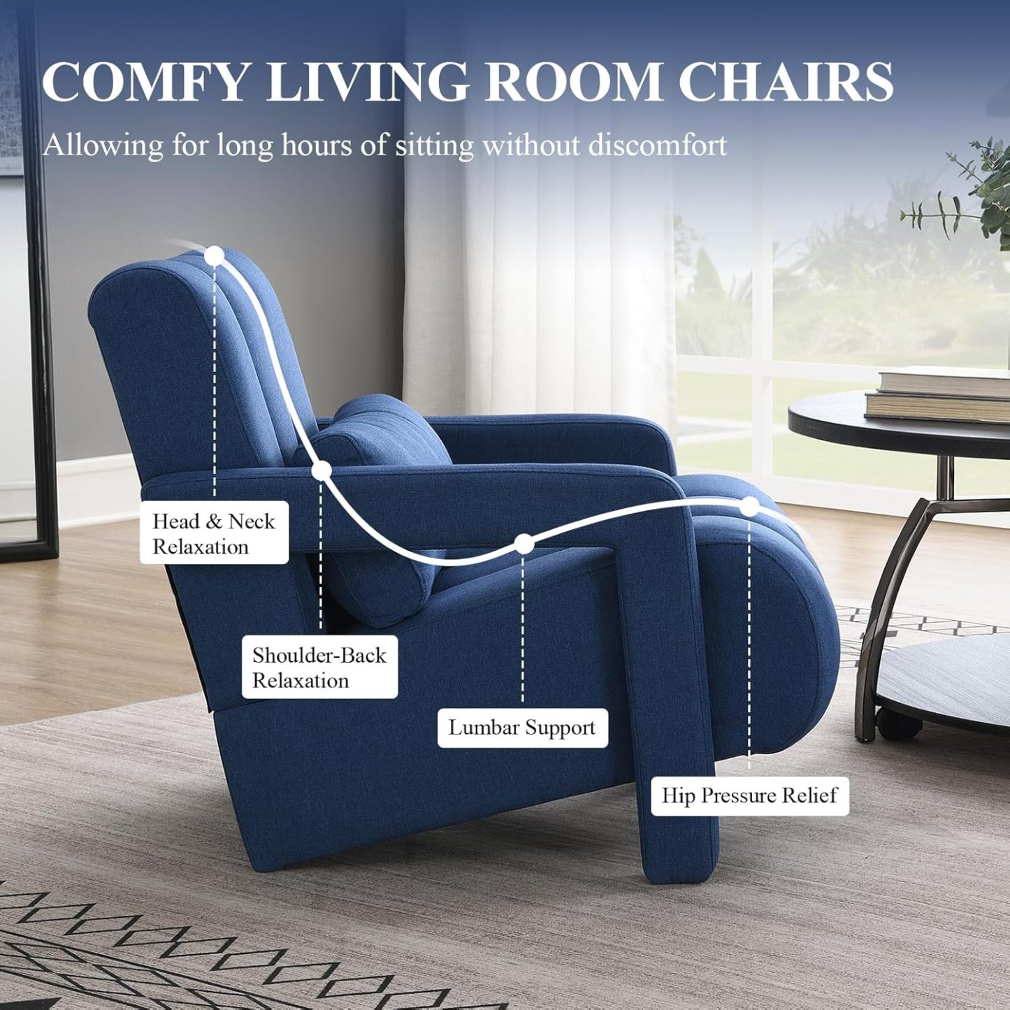 Modern Accent Chair, Linen Upholstered Single Sofa Chair with Pillow, Tufted Accent Arm Chair with Armrest