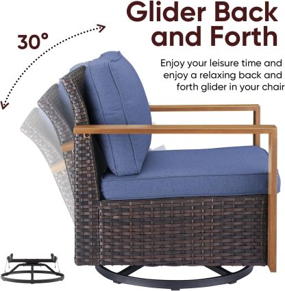 5 Piece Wicker Patio Furniture Set-Deep Seating Outdoor Couch with Swivel Patio Chairs Patio Furniture Set for Garden Backyard Balcony Poolside