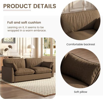 82.67" Large Sofa Couches for Living Room,Comfy Loveseat Couch with 26.77" Deep Seat & Comfy Cushion, 2 Pillows & Armsrest