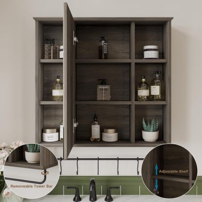 Medicine Cabinet with Mirror, Wall Mounted Bathroom Storage Cabinet with Mirror Door