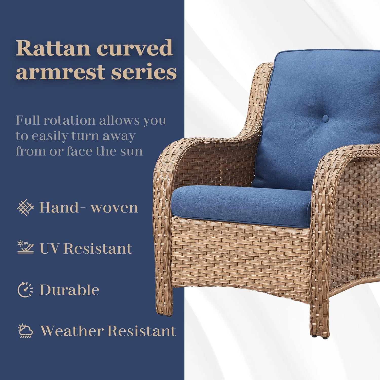 3 Pieces Patio Bistro Set Wicker Patio Chairs Set of 2 with Tempered Glass Top Side Table Rattan Outdoor Furniture Conversation Set