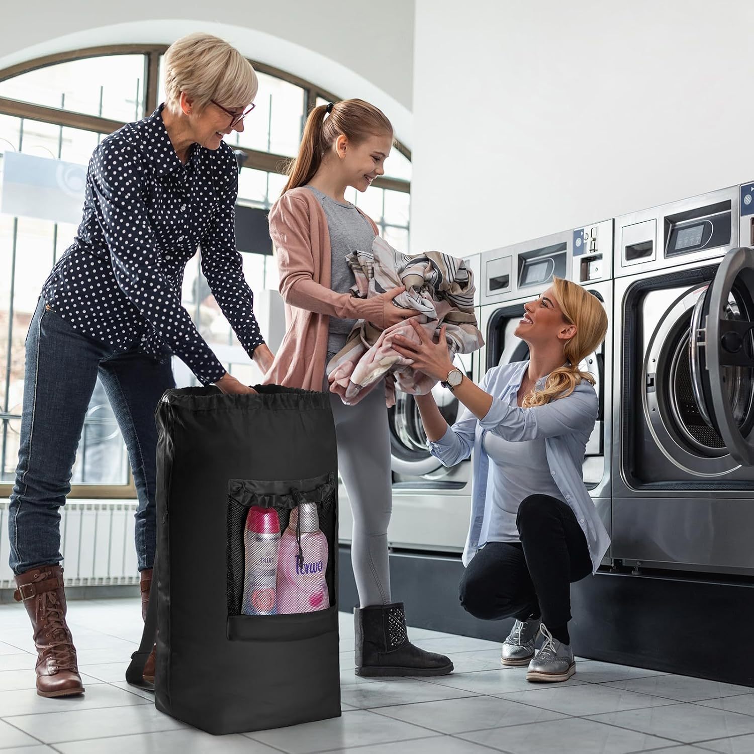 90L Laundry Bag, Extra Large Laundry Backpack with Shoulder Straps and Mesh Pocket for Laundromat, Heavy Duty Laundry Bag Backpack