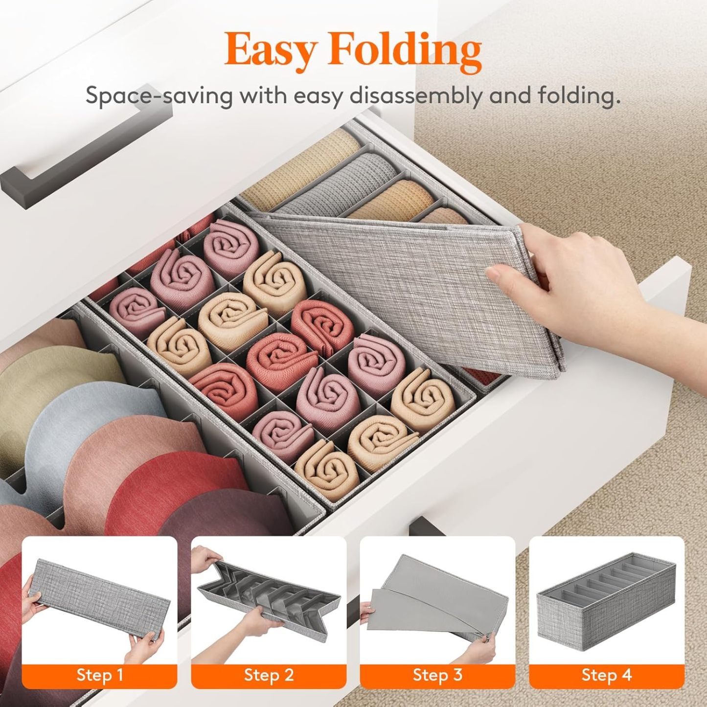 10 Pack Drawer Organizer for Clothing, Dresser Organizer Wardrobe Storage Boxes