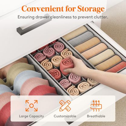 10 Pack Drawer Organizer for Clothing, Dresser Organizer Wardrobe Storage Boxes