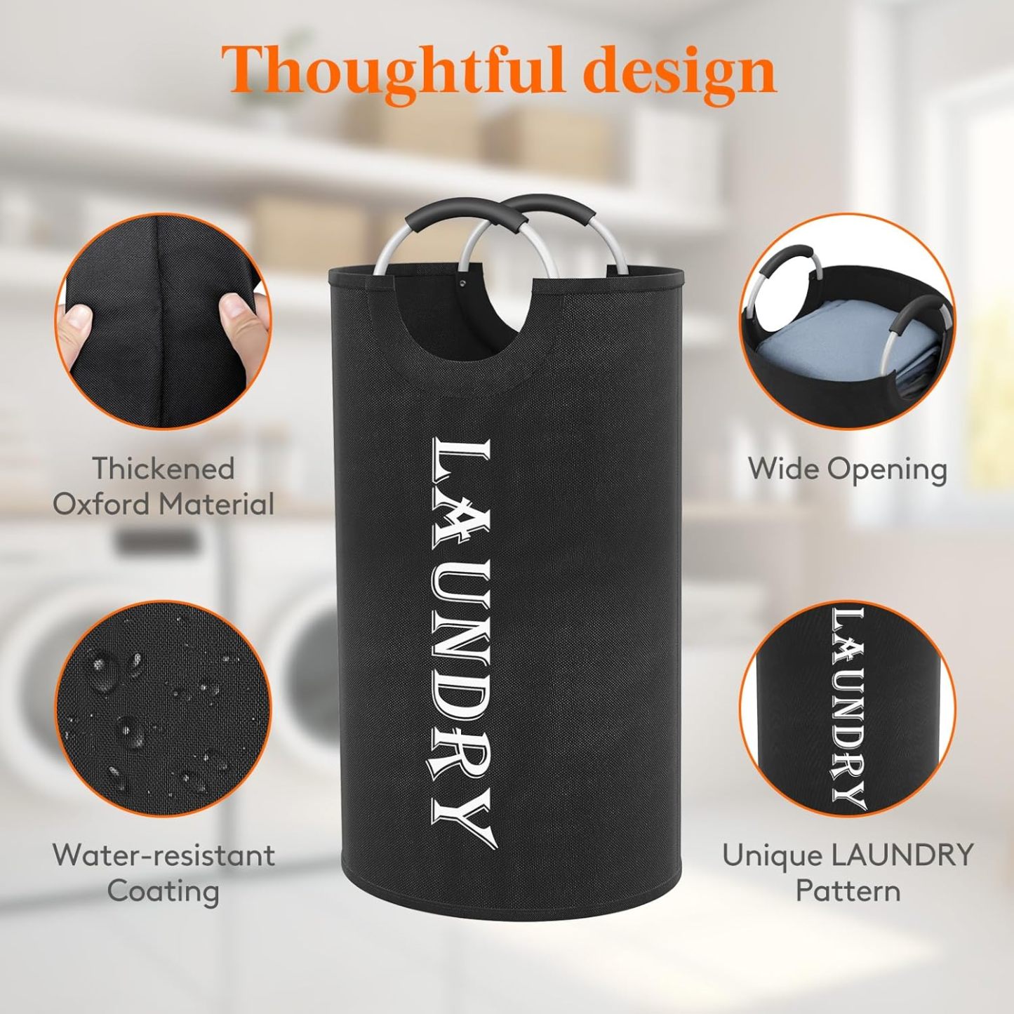 100L 2-Pack Large Laundry Basket, Collapsible Laundry Hamper with Aluminum Handles, Waterproof Freestanding Dirty Clothes Hampers