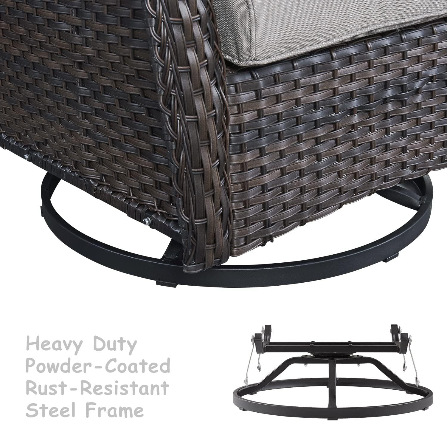 7 Piece Patio Furniture Set Outdoor PE Wicker Swivel Patio Chairs with Coffee Table and Ottomans