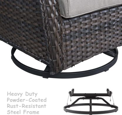 7 Piece Patio Furniture Set Outdoor PE Wicker Swivel Patio Chairs with Coffee Table and Ottomans