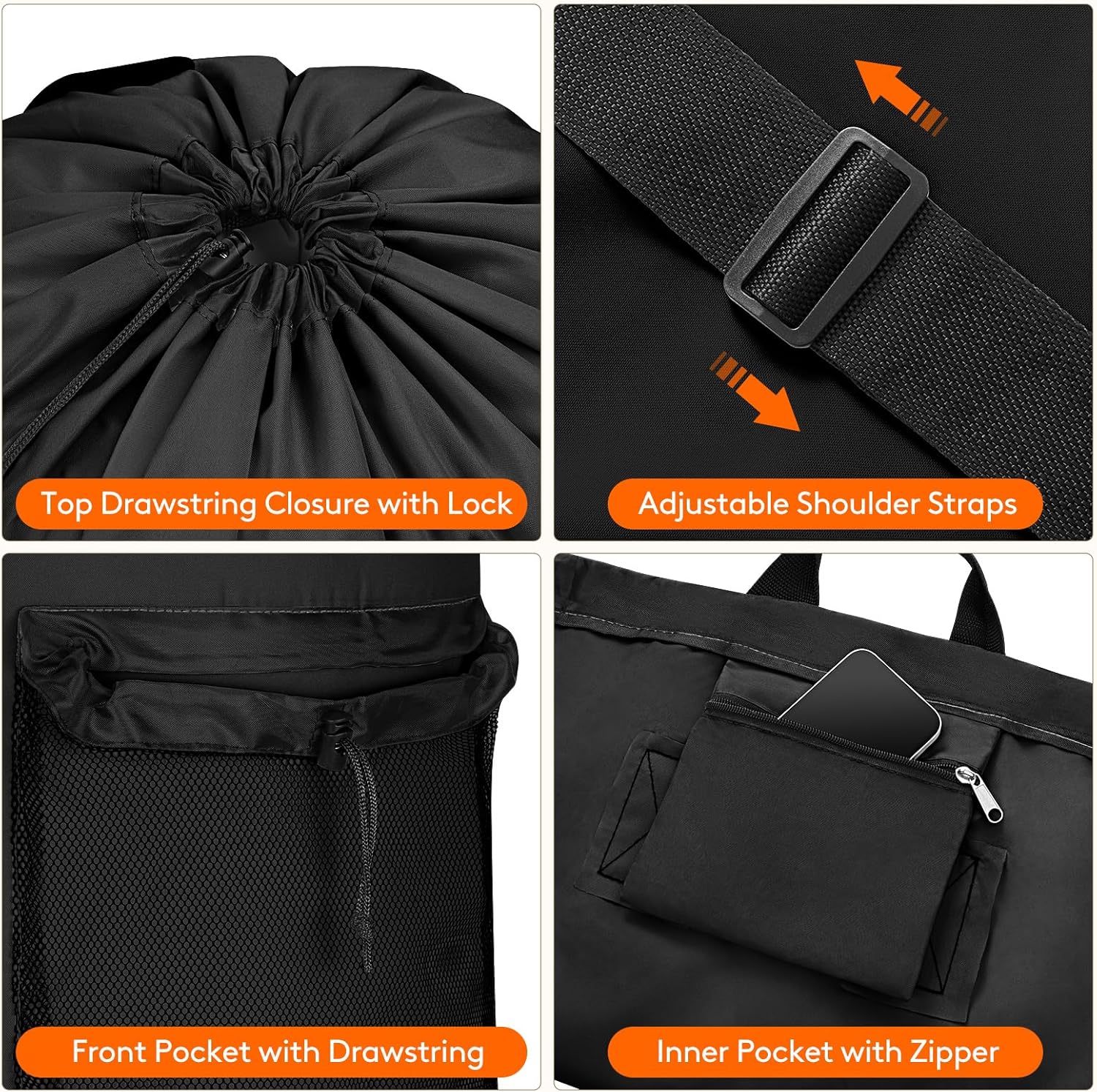 90L Laundry Bag, Extra Large Laundry Backpack with Shoulder Straps and Mesh Pocket for Laundromat, Heavy Duty Laundry Bag Backpack