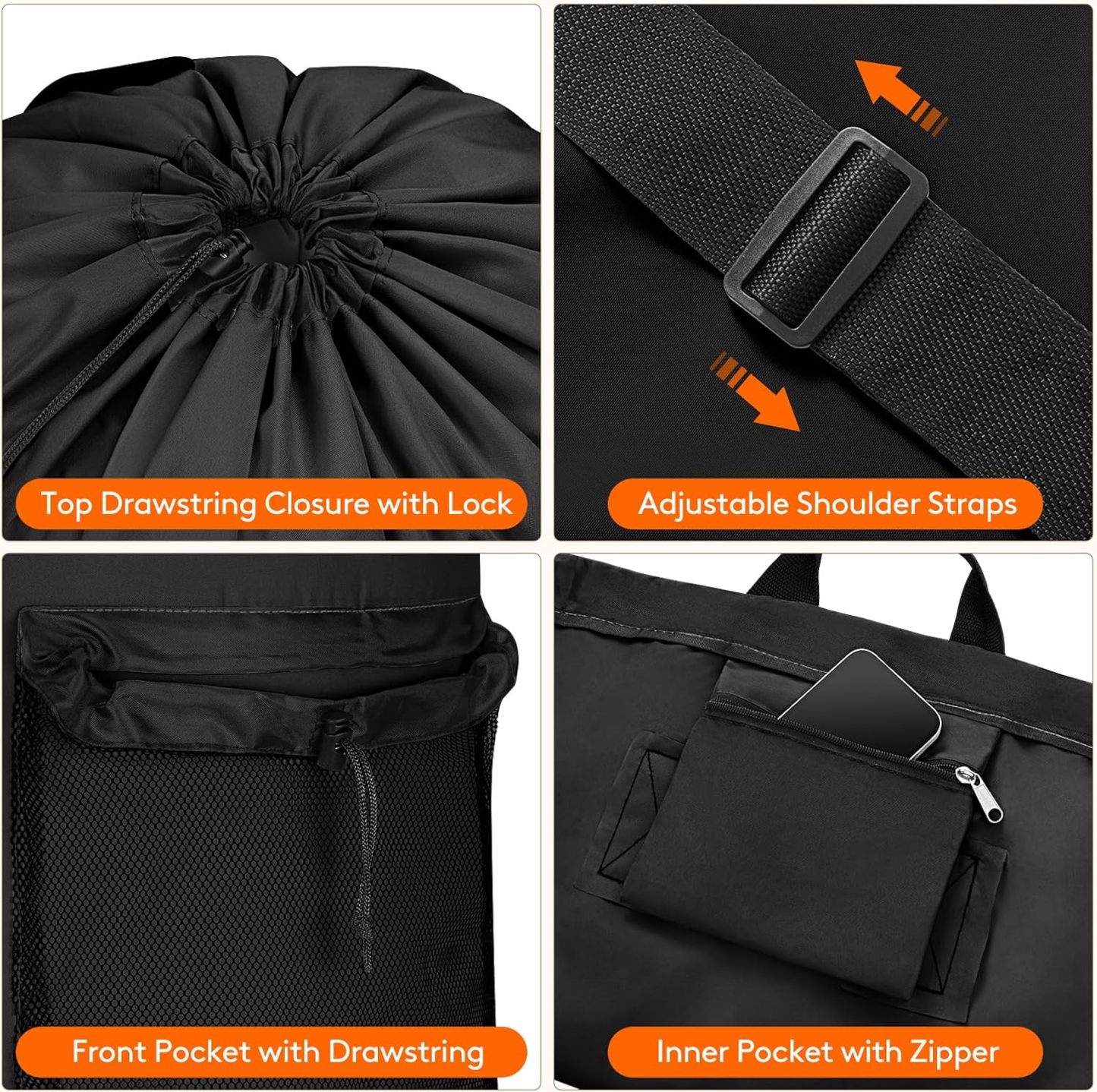 90L Laundry Bag, Extra Large Laundry Backpack with Shoulder Straps and Mesh Pocket for Laundromat, Heavy Duty Laundry Bag Backpack