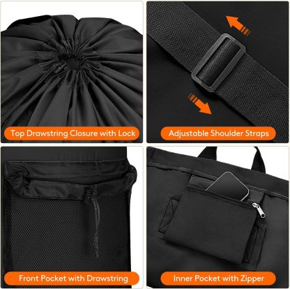 90L Laundry Bag, Extra Large Laundry Backpack with Shoulder Straps and Mesh Pocket for Laundromat, Heavy Duty Laundry Bag Backpack