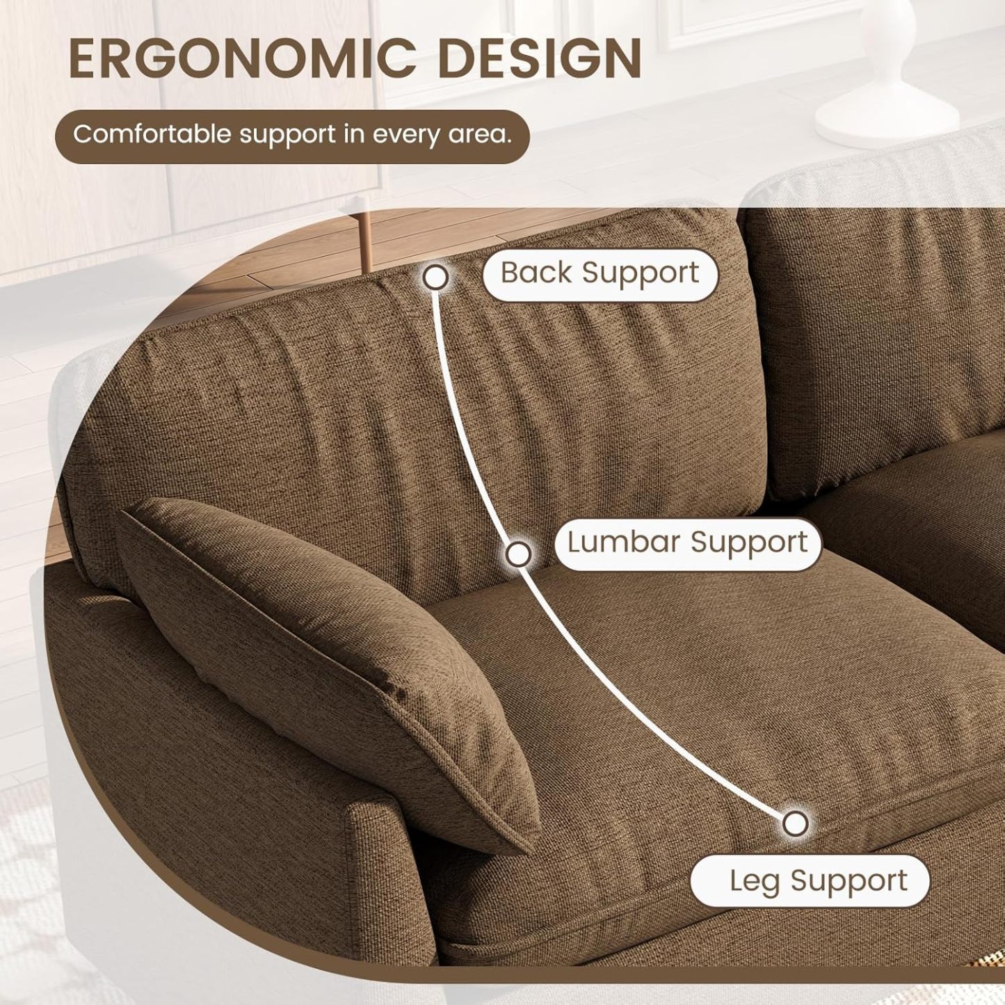 82.67" Large Sofa Couches for Living Room,Comfy Loveseat Couch with 26.77" Deep Seat & Comfy Cushion, 2 Pillows & Armsrest